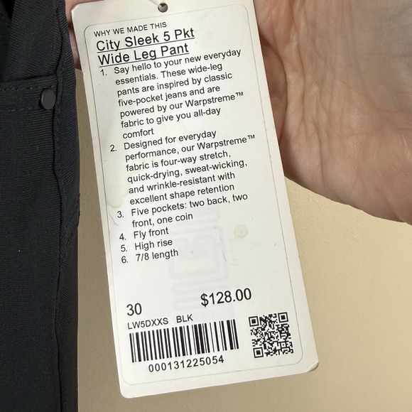 Lululemon City Sleek 5 Pocket Wide Leg Pant NWT Black Size 30 - Picture 5 of 6